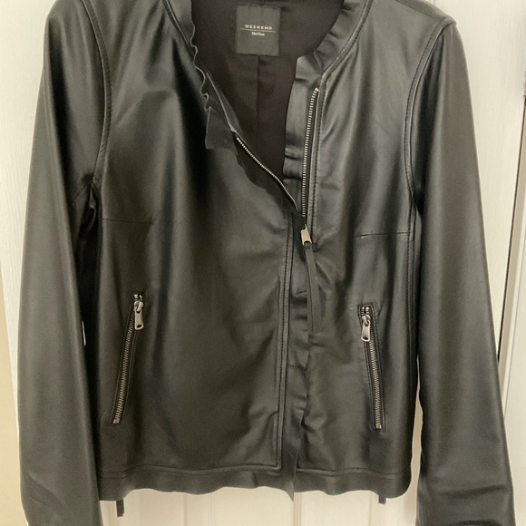 Weekend MaxMara women’s black lamb skin leather jacket size 10 US (M) - Picture 2 of 9